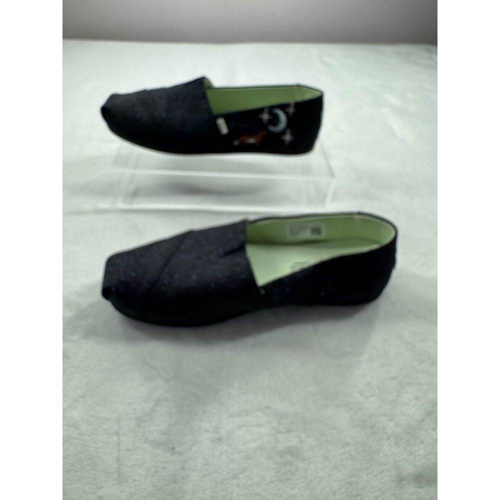 Toms Alpargata Flat Shoes Women's 7 Blue Glitter Fox Print Slip-on Lightweight - Picture 10 of 14